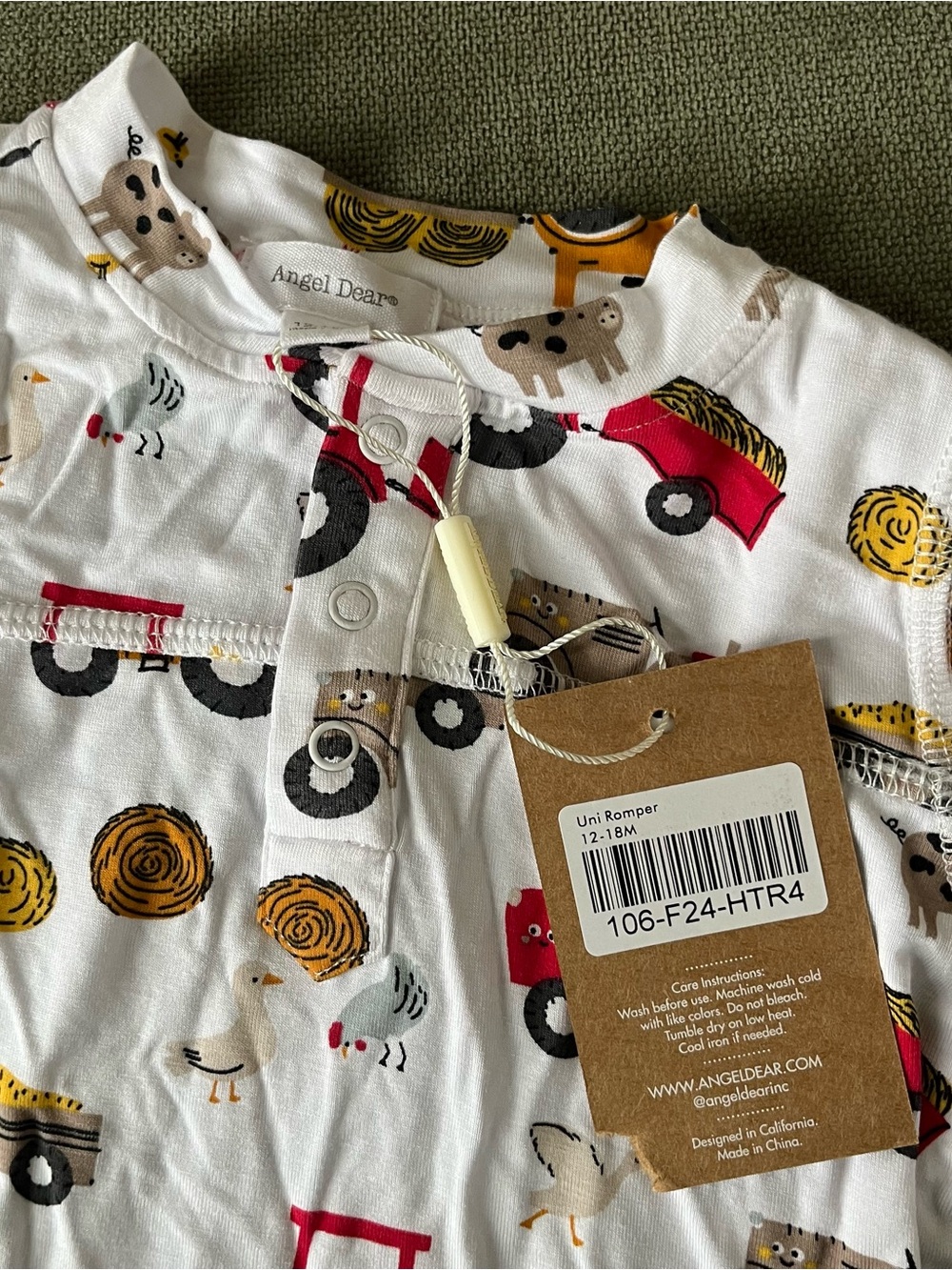 Angel Dear Uni Romper // 12-18 months // tractors